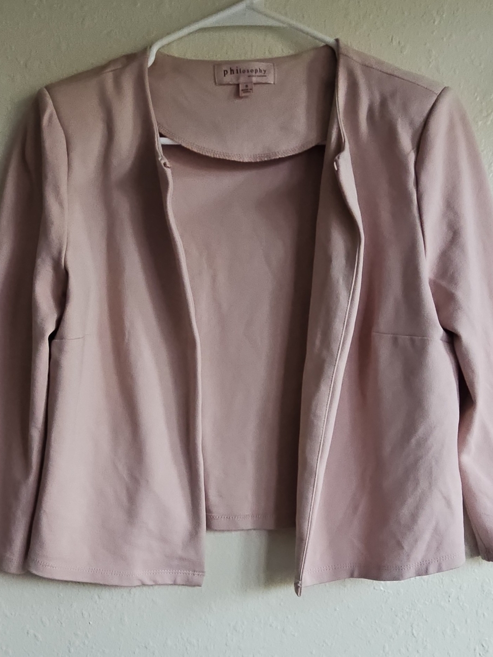 Philosophy Collarless Light Blush Pink Open Jacket